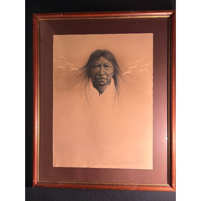 Striking 1983 limited-edition lithograph titled “Sioux Dream” by American artist Frank Howell (1937–1997). The composition...