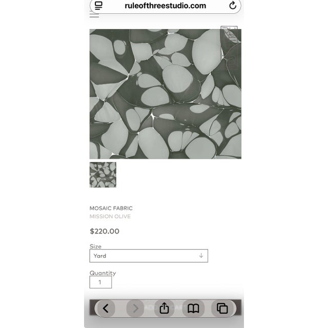 Rule of Three Fabric 1 1/2 Yards Mosaic Fabric Mission Olive Linen For Sale - Image 4 of 6