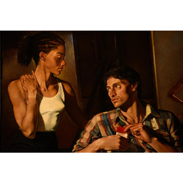 Life Size, Large Scale; Realist FigurativeOil Painting on Canvas; Interior Scene,1985 "The Studio Nyc" For Sale - Image 4 of 9