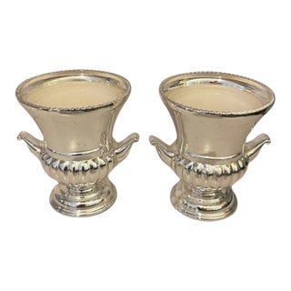 Vintage English Silver-Plated Miniature Urn Toothpick Holder Champagne Buckets by Sheffield - Set of 2 For Sale