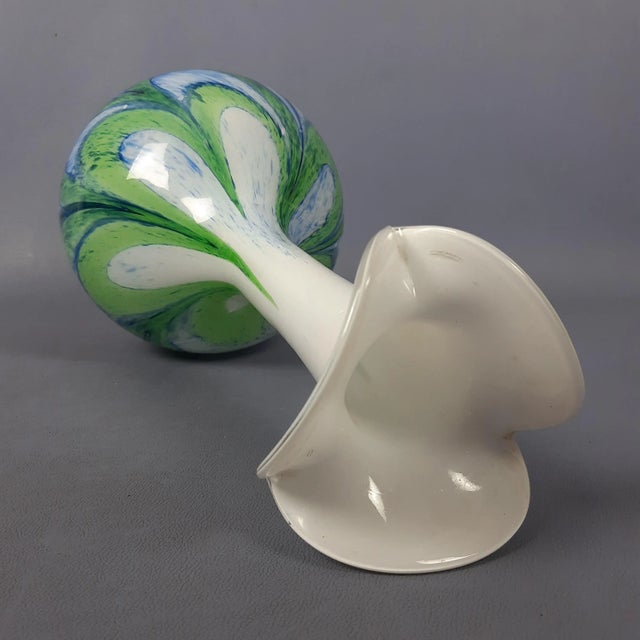 1970s Modern Wavy Green and Blue Murano Glass Vase by Carlo Moretti, 1970s For Sale - Image 5 of 11