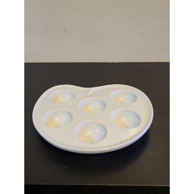 Mid-Century Modern White Porcelain Escargot Baking Dish France For Sale - Image 3 of 13