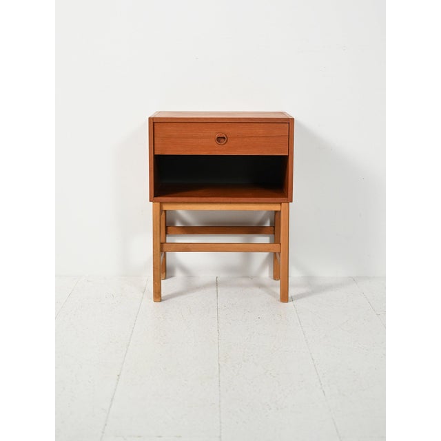 Scandinavian Cubic Teak Bedside Table, 1960s For Sale - Image 9 of 9