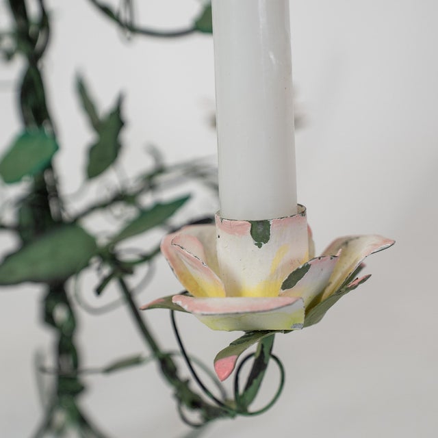 Vintage Italian Tole Floral Candelabra For Sale - Image 4 of 9