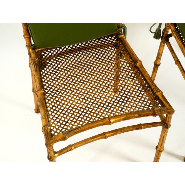 Regency Metal Chairs in Faux Bamboo with Golden Surface, 1970s, Set of 2 For Sale - Image 17 of 18