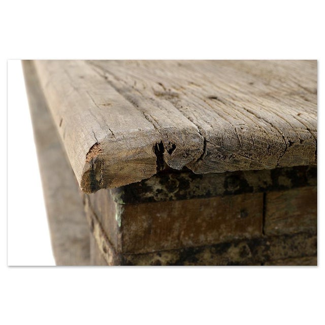 Brown Large Coffee Table in Weathered Wood For Sale - Image 8 of 9