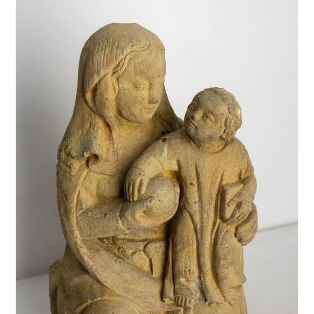 Stone French Statuette of Virgin and Child, Early 20th Century For Sale - Image 7 of 9