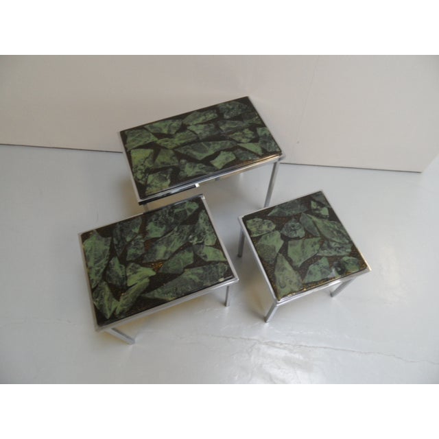 Green Vintage Nesting Tables, 1950s, Set of 3 For Sale - Image 8 of 9