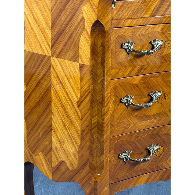19th Century Louis XV Drop-Front Secretary Desk in Veneered and Inlaid Wood, 1890s For Sale - Image 11 of 13