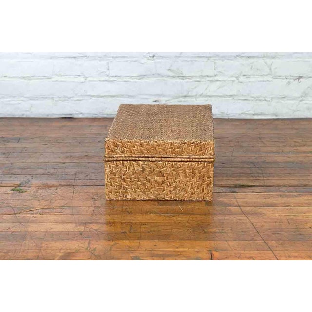 Vintage Chinese Rattan over Wood Rectangular Box or Low Side Table For Sale In New York - Image 6 of 11