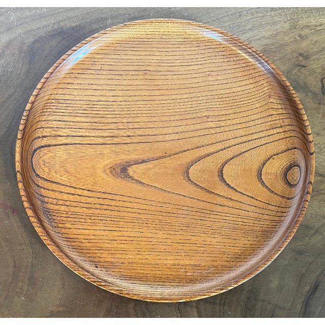 Wood Early 20th Century Japanese Turned Wood Round Tray For Sale - Image 7 of 11