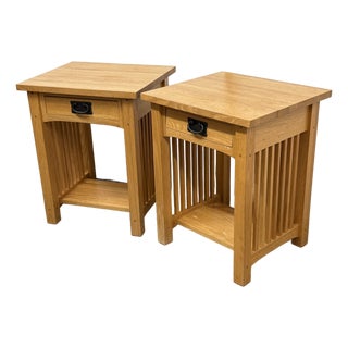Michael's Furniture Company Mission Style Oak Nighstands, a Pair For Sale