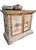 Unique cabinet from Tuscan countryside, painted pinewood with bull nosed Travertine top.