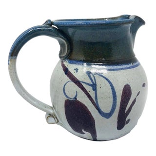 Vintage Artist Signed Art Pottery Pitcher For Sale