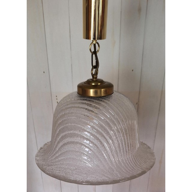Vintage Ceiling Lamp with Frosted Glass Shade on Brass Mounting, 1970s For Sale - Image 4 of 7
