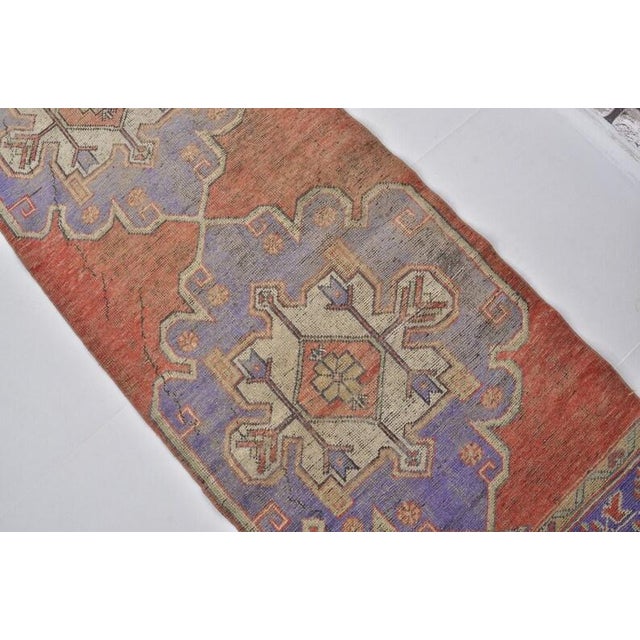 Textile 1960s Faded Orange and Lavender Medallion Rug For Sale - Image 7 of 10