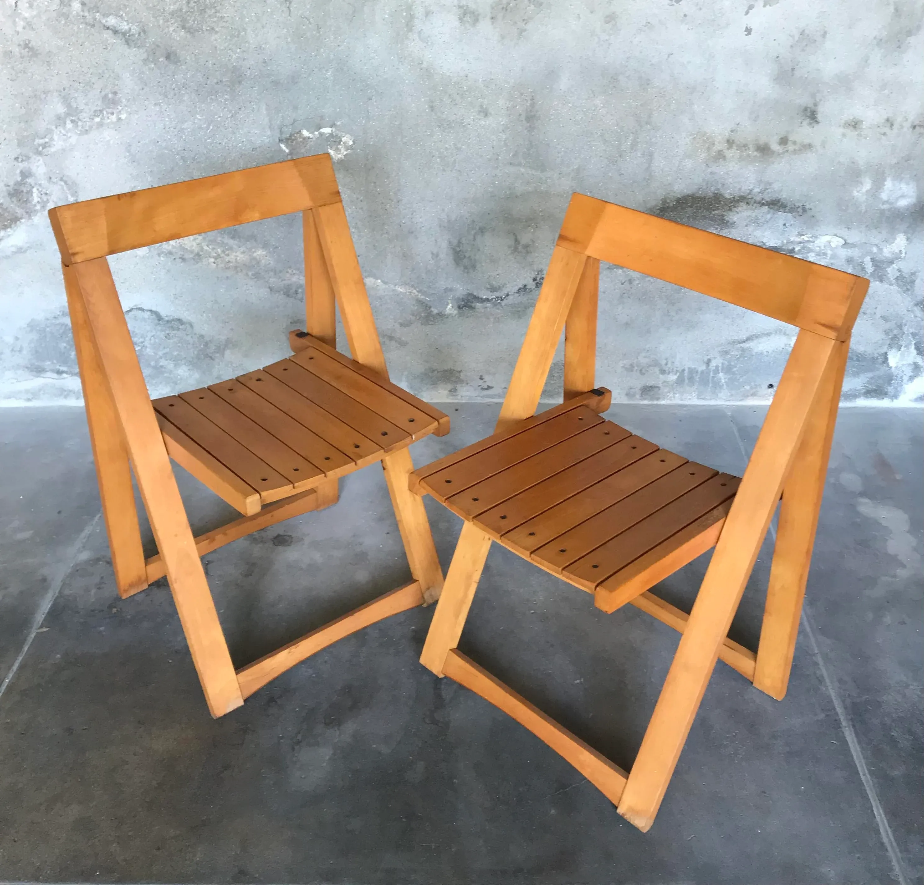 1970s Vintage Folding Chairs in the Style of Aldo Jacober - a Pair