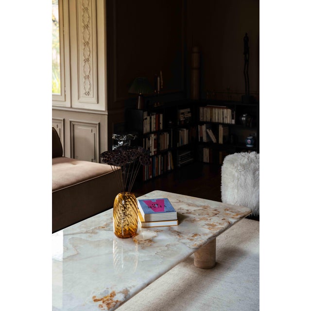 Anïa Coffee Table in Onyx and Travertine by Manifeste For Sale - Image 11 of 14