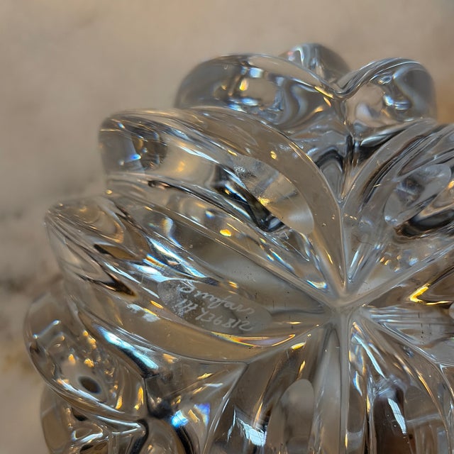 Metal Orrefors Isabella Crystal Bowl by Lars Hellsten, 8.5” Signed Scandinavian Modern Lead Crystal Centerpiece - New Condition For Sale - Image 7 of 12