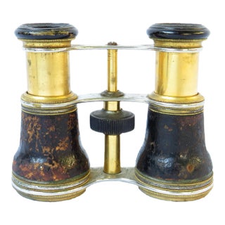 1880s French Le Roi Leather & Brass Opera Glasses For Sale