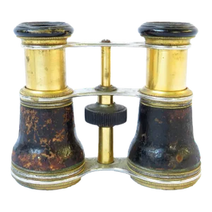 1880s French Le Roi Leather & Brass Opera Glasses