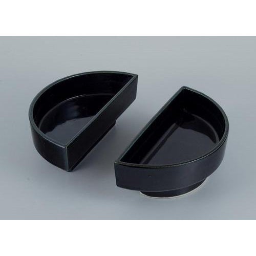 Late 1900s European Studio Potter Two-Piece Bowl in Black Glaze For Sale - Image 3 of 8