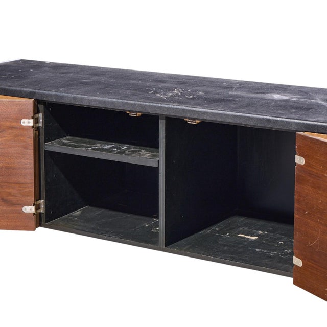 Brown Stow & Davis Mid Century Walnut, Leather and Chrome Credenza For Sale - Image 8 of 11