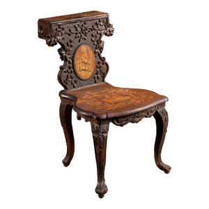 19th Century Black Forest Carved Walnut Valet Chair