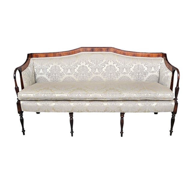 Federal Style Mahogany Inlaid Settee With Shield Back 68" For Sale - Image 16 of 17