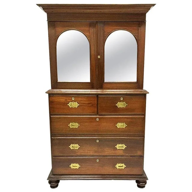 Brown 19th Century English Mahogany Linen Cupboard For Sale - Image 8 of 8