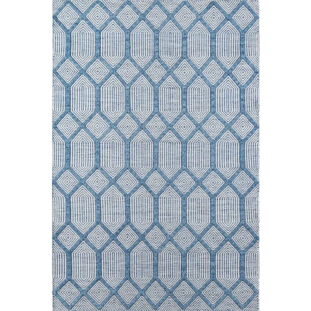 Erin Gates Langdon Cambridge Blue Hand Woven Wool Area Rug 3'9" X 5'9" For Sale