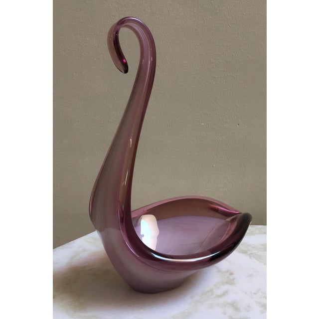 Mid 20th Century 20th Century Murano Purple and Violet Swan Italian Art Glass Sculpture For Sale - Image 5 of 11
