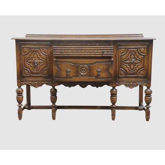 Bernhardt Furniture Solid Walnut Gothic Jacobean Style 60" Sideboard Buffet 225-105 For Sale In Kansas City - Image 6 of 15
