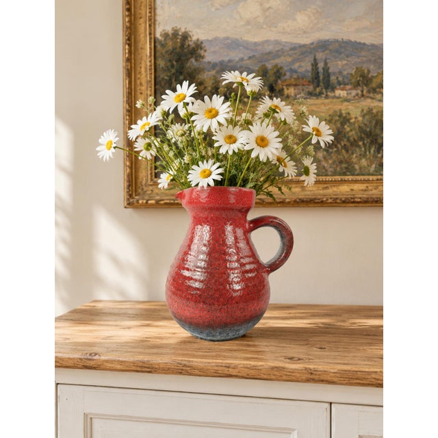 Vintage French Accolay Ceramic Pitcher in Red Crackle Glaze, 1960s For Sale - Image 18 of 18