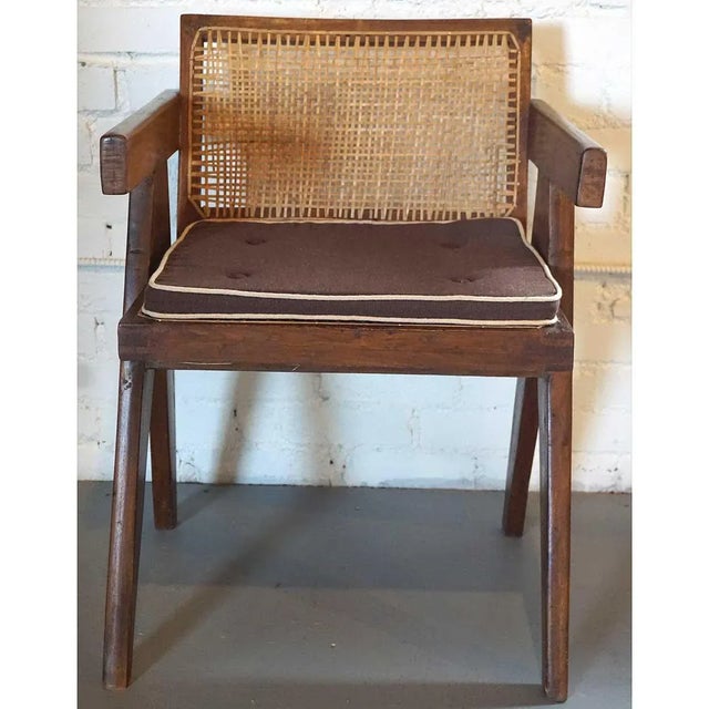 Mid-Century Modern 1950s Vintage Pierre Jeanneret Teak Conference Chair For Sale - Image 3 of 11