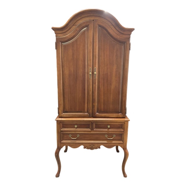 1980s French Provincial Cherry Wood Armoire by Lexington For Sale
