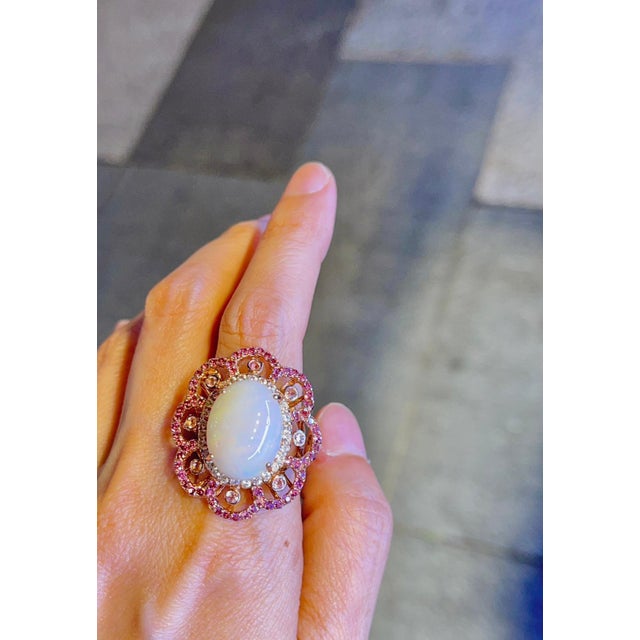 Bochic "Capri" Vintage Opal Cocktail Ring with Rodorite & Topaz 18K & Silver For Sale - Image 17 of 18