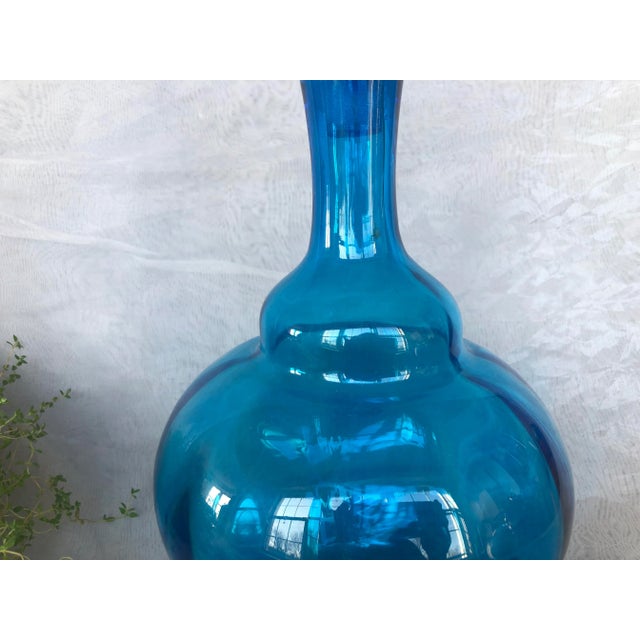 Blue Mid Century Modern Hand Blown Art Glass Decanter For Sale - Image 8 of 13