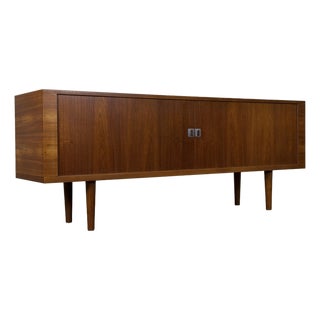 1960s Hans J Wegner "President" Credenza - Mid Century Danish Modern Teak Tambour Door Cabinet For Sale