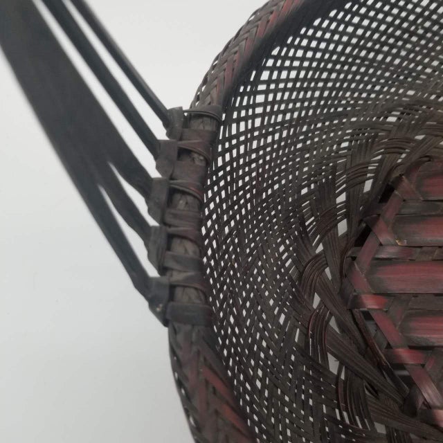 Japanese Antique Bamboo Handled Basket With Copper Insert for Ikebana For Sale - Image 4 of 18