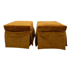 Custom Velvet Skirted Ottoman (Set of 2)