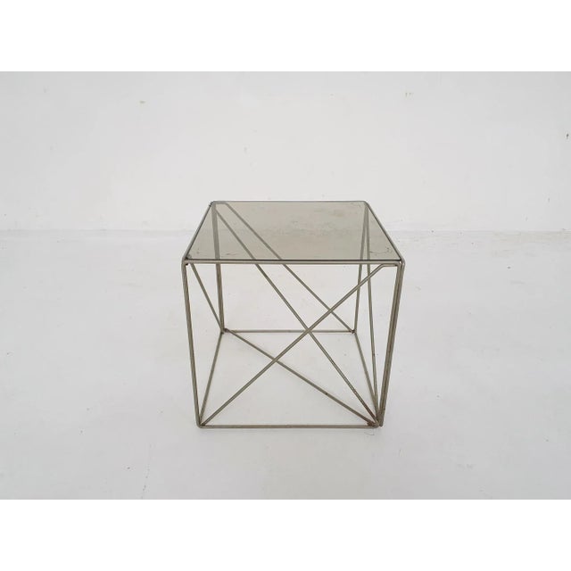Metal Metal and Glass Isocele Side Table attributed to Max Sauze, France, 1960s For Sale - Image 7 of 11