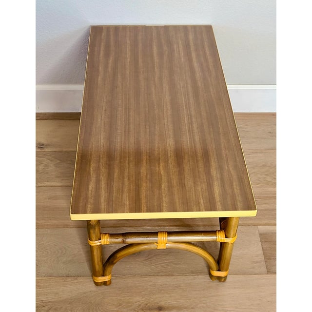 1950s Milo Baughman Calif-Asia Mid Century Rattan & Formica Rectangular Coffee Table For Sale - Image 5 of 13