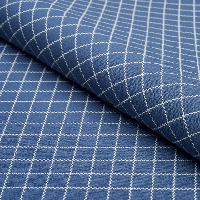Schumacher SAMPLE - Schumacher X Mark D. Sikes Maggie Lattice Fabric In Cobalt For Sale - Image 4 of 5