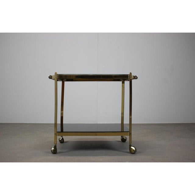 Mid-Century Brass Serving Trolley with Black Glass, Germany, 1970s For Sale - Image 3 of 11