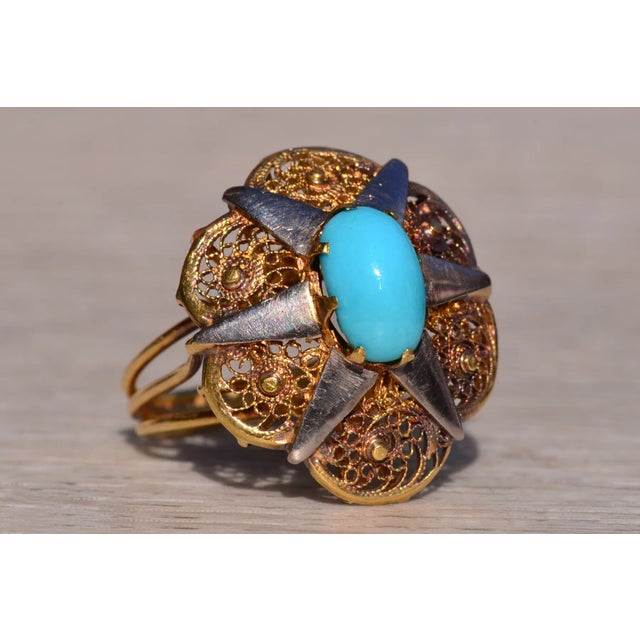 The Corrigin: Antique Filigree Persian Turquoise Ring For Sale In Philadelphia - Image 6 of 8