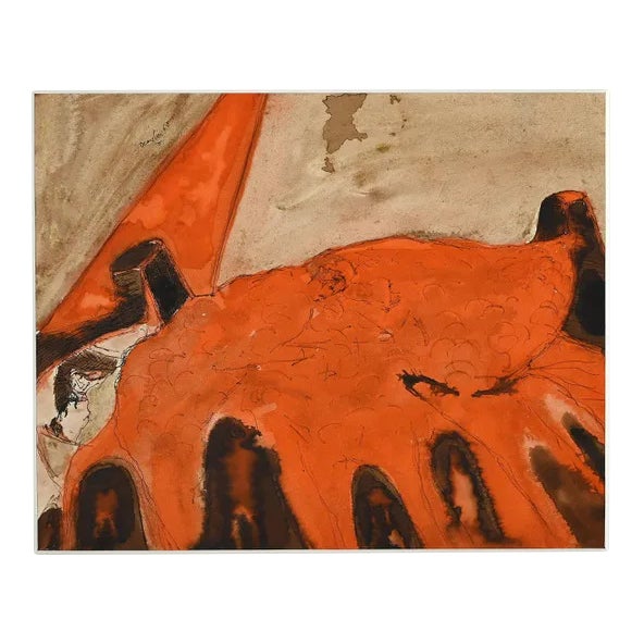 Jean Demelier, In Bed, Original Watercolor by Jean Demelier, 1968 For Sale