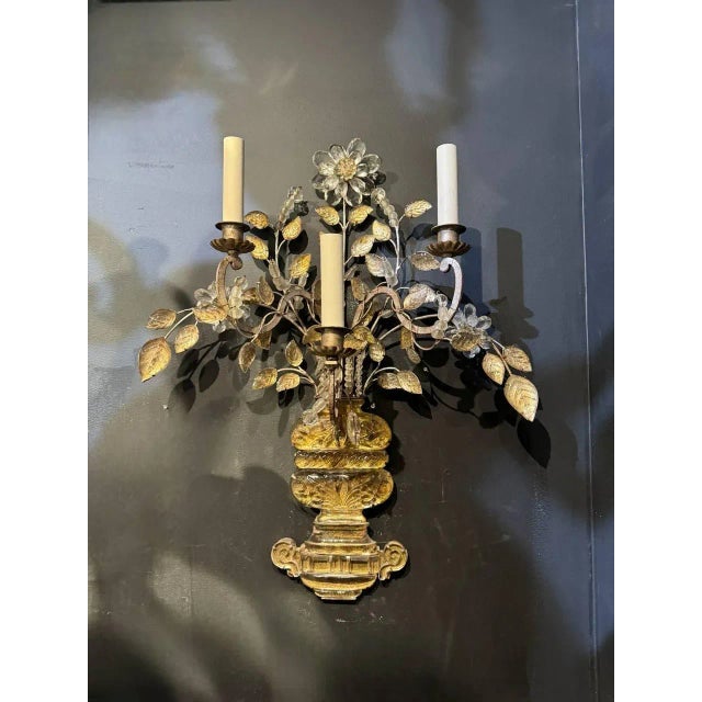 1920’s French Silver Leaf Large Sconces With Three Lights - a Pair For Sale In New York - Image 6 of 6