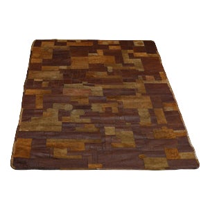 Handcrafted Leather Rug, 1960s For Sale