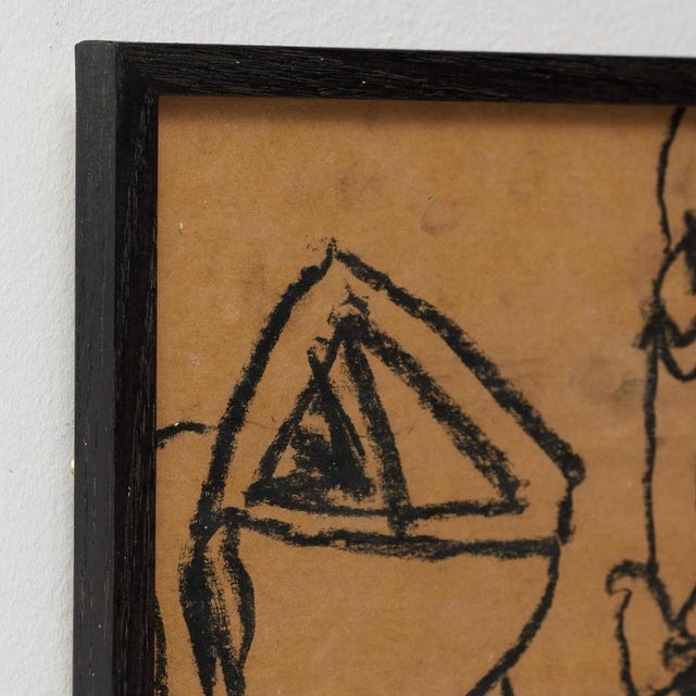 Vastian, Cubist Still Life, Drawing in Black Charcoal, Framed For Sale - Image 6 of 14